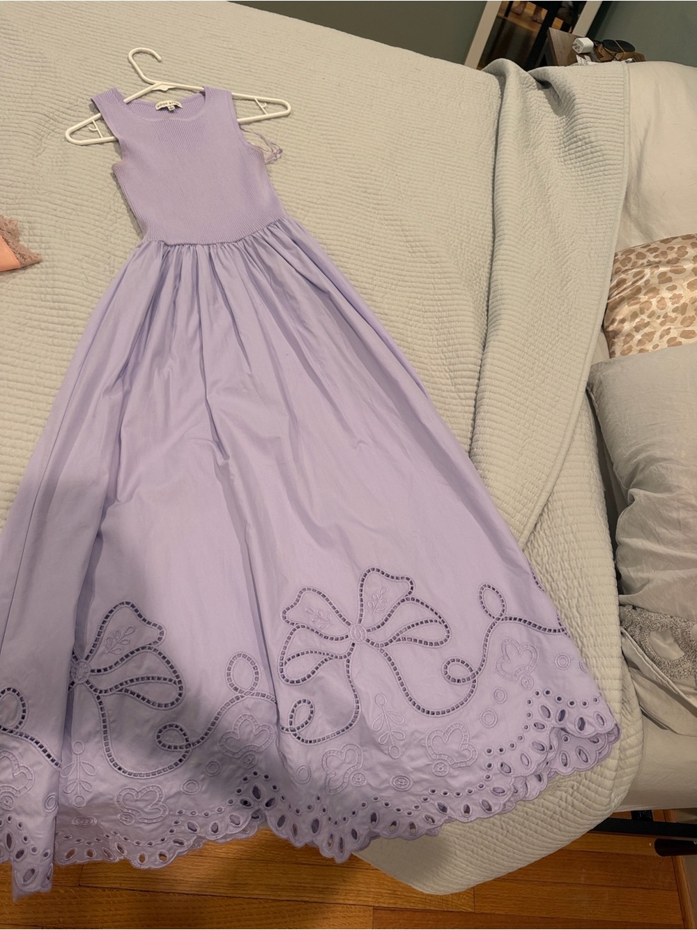 Girls Lavender Eyelet Hem Party Dress
